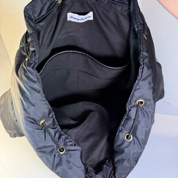 Tommy Bahama Black Nylon Backpack | Gold Hardware | Travel Diaper Bag Purse - Picture 2 of 10